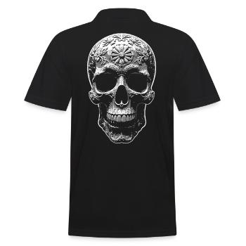 Totenkopf - Männer Poloshirt - Schwarz - Hinten - Kai (181cm)