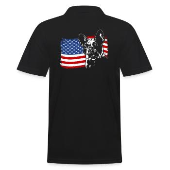 Bouledogue Français Amérique Flag Chiens Wilsigns - Polo Homme - noir - Dos - Kai (181cm)