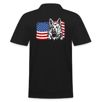 Weisser Schweizer Schäferhund Amerika Fahne Hunde - Männer Poloshirt - Schwarz - Hinten - Kai (181cm)