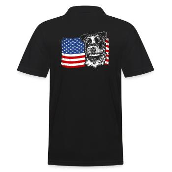 Jack Russell Terrier America Flag Dogs Wilsigns - Men's Polo Shirt - black - Back - Kai (181cm)