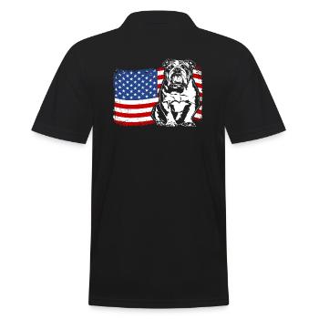 Bouledogue anglais Amérique Flag Dogs Wilsigns - Polo Homme - noir - Dos - Kai (181cm)