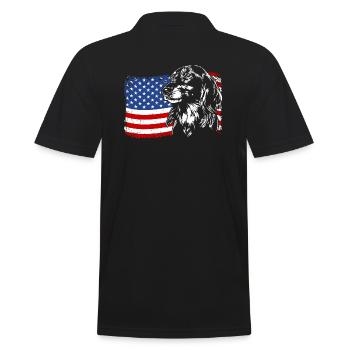 Langhaardackel Amerika Fahne Hunde Wilsigns - Männer Poloshirt - Schwarz - Hinten - Kai (181cm)