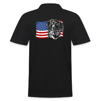 Small Münsterländer America Flag Dog Dogs - Men's Polo Shirt - black - Back - Kai (181cm)