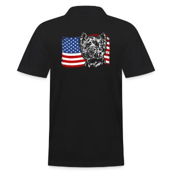 West Highland White Terrier Amerika Fahne Hunde - Männer Poloshirt - Schwarz - Hinten - Kai (181cm)