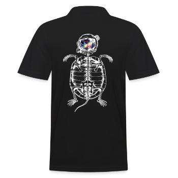 Astronauten Schildkröte Skelett, Surreales Design - Männer Poloshirt - Schwarz - Hinten - Kai (181cm)