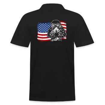 Zwergpudel Amerika Fahne Hunde Wilsigns - Männer Poloshirt - Schwarz - Hinten - Kai (181cm)