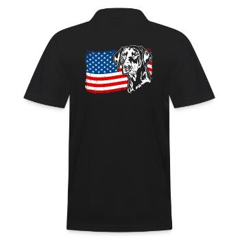 Doberman America Flag Dogs Dobie Wilsigns - Men's Polo Shirt - black - Back - Kai (181cm)