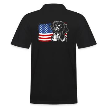 Großer Münsterländer Amerika Fahne Hunde Wilsigns - Männer Poloshirt - Schwarz - Hinten - Kai (181cm)
