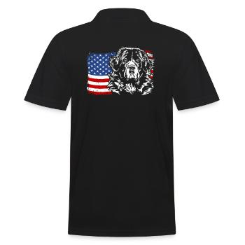 Landseer America Flag Dog Dogs Wilsigns - Men's Polo Shirt - black - Back - Kai (181cm)