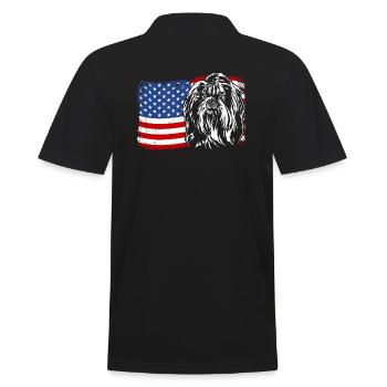 Shih Tzu Amérique Flag Chien Chiens Wilsigns - Polo Homme - noir - Dos - Kai (181cm)