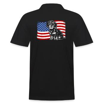teckel à poil dur amérique flag chiens chiens wilsigns - Polo Homme - noir - Dos - Kai (181cm)