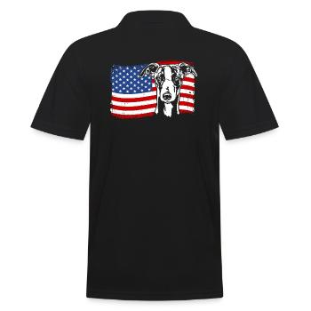 Whippet America Flag Dogs Dog Wilsigns - Men's Polo Shirt - black - Back - Kai (181cm)