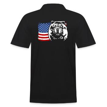CHOW CHOW Amerika Fahne Hunde Wilsigns - Männer Poloshirt - Schwarz - Hinten - Kai (181cm)