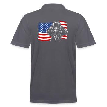 Pudel Amerika Fahne Hund Hunde Wilsigns - Männer Poloshirt - Anthrazit - Hinten - Nico (186cm)