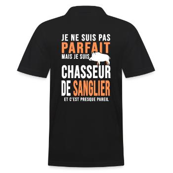 Chasseur de sanglier parfait cadeau cool chasse - Polo Homme - noir - Dos - Kai (181cm)