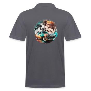 Lowrider im Sonnenuntergang mit Palmen am Strand - Männer Poloshirt - Anthrazit - Hinten - Nico (186cm)