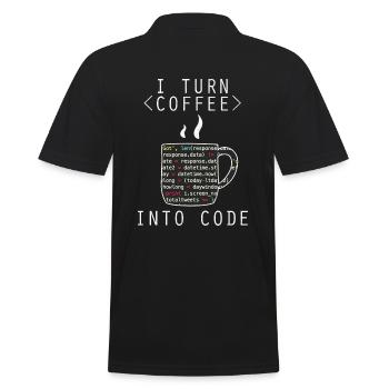 I Turn Coffee Into Code Programmer Encoder - Men's Polo Shirt - black - Back - Kai (181cm)