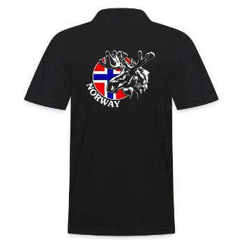 NORWAY Elch Norwegen Tier Wildnis Wilsigns - Männer Poloshirt - Schwarz - Hinten - Kai (181cm)