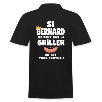 Bernard roi barbecue cadeau bernard fêtes - Polo Homme - noir - Dos - Kai (181cm)