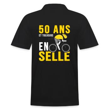 50 ans en selle humour anniversaire vélo cycliste - Polo Homme - noir - Dos - Kai (181cm)