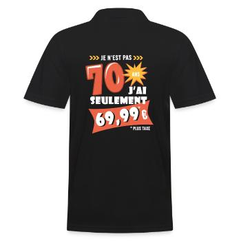 70 ans anniversaire humour 70e anniversaire - Polo Homme - noir - Dos - Kai (181cm)