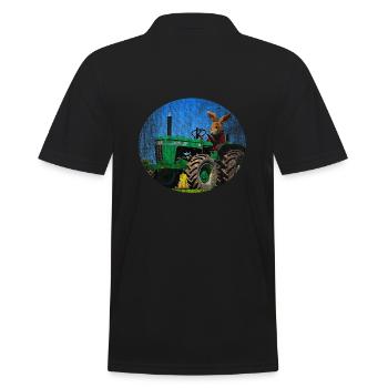 Rabbit on tractor tractor - Men's Polo Shirt - black - Back - Kai (181cm)