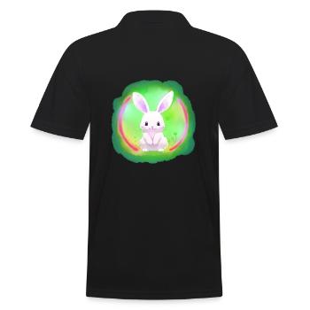 Hase Kaninchen weiss weisses weisser - Männer Poloshirt - Schwarz - Hinten - Kai (181cm)