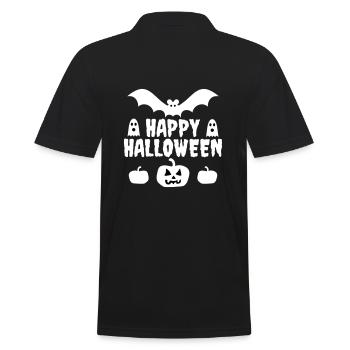 Happy halloween (bat, ghosts, pumpkins) - Men's Polo Shirt - black - Back - Kai (181cm)