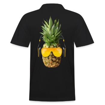 Ananas mit Kopfhörer - Männer Poloshirt - Schwarz - Hinten - Kai (181cm)