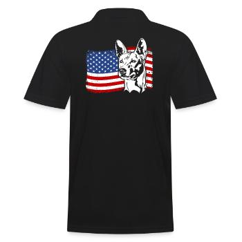 Basenji US Amerika Fahne Hunde Wilsigns - Männer Poloshirt - Schwarz - Hinten - Kai (181cm)