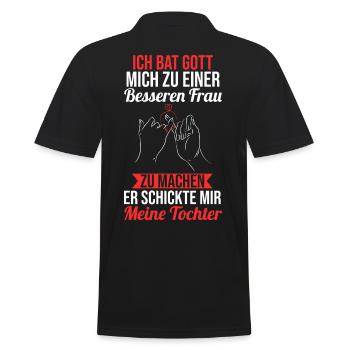 Mutter Tochter Mama - Männer Poloshirt - Schwarz - Hinten - Kai (181cm)