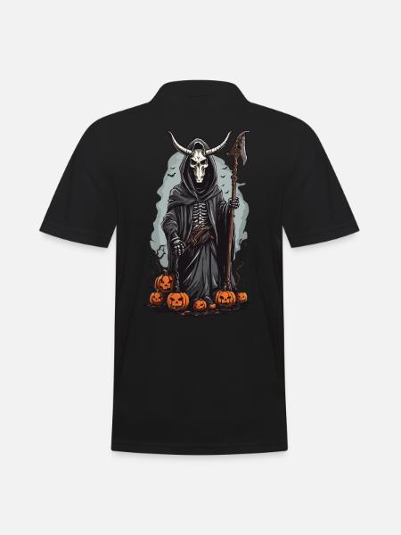 Sensenmann Halloween Dämonischer Druide Design - Männer Poloshirt - Schwarz