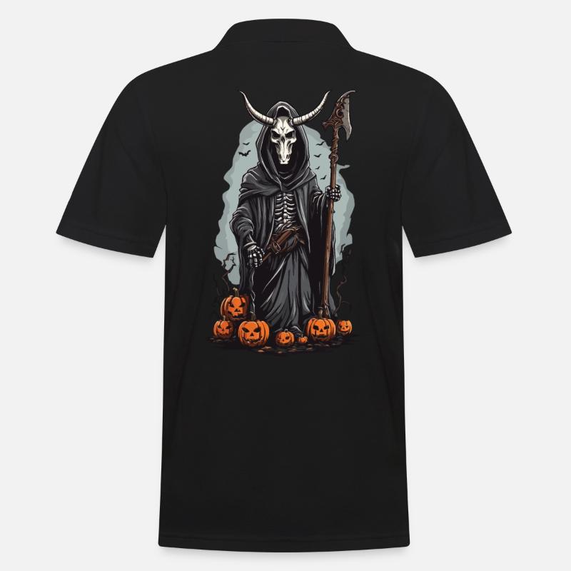 Sensenmann Halloween Dämonischer Druide Design - Männer Poloshirt - Schwarz