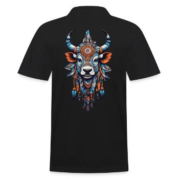 Kuh Krafttier Spirit Indianer & Mystik - Männer Poloshirt - Schwarz - Hinten - Kai (181cm)