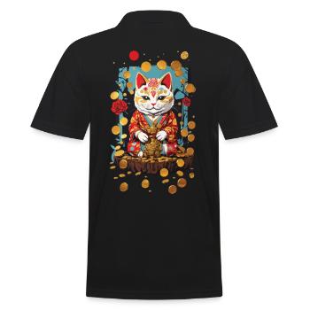 Chat porte-bonheur japonais design de chat esthétique - Polo Homme - noir - Dos - Kai (181cm)