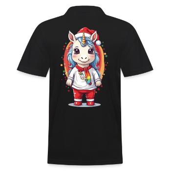 Magisches Weihnachtseinhorn Winter Einhorn Design - Männer Poloshirt - Schwarz - Hinten - Kai (181cm)