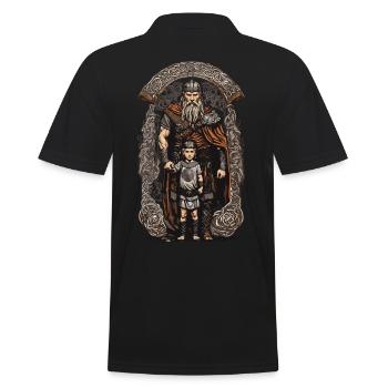 Father with Son Norse Viking Warrior - Men's Polo Shirt - black - Back - Kai (181cm)