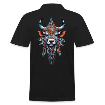 Indische Kuh Mandala Esoterik Spirit Design - Männer Poloshirt - Schwarz - Hinten - Kai (181cm)