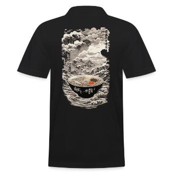 Ramen Ukiyo-e Kanji Retro Aesthetic Artwork - Men's Polo Shirt - black - Back - Kai (181cm)