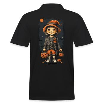 Rétro Halloween Art Kid avec Jack O’Lantern - Polo Homme - noir - Dos - Kai (181cm)