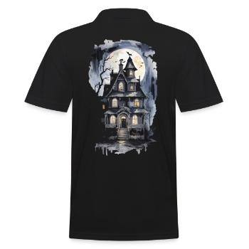Mystic Witch House Halloween Vintage Full Moon - Men's Polo Shirt - black - Back - Kai (181cm)