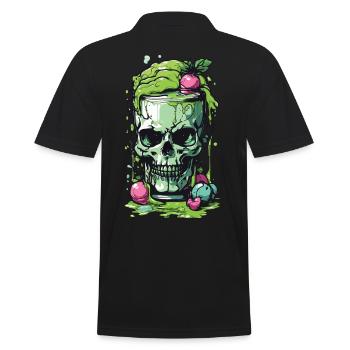Giftiger Gothic Skull Becher Halloween Design - Männer Poloshirt - Schwarz - Hinten - Kai (181cm)