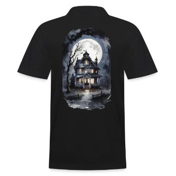 Maison hantée effrayante Halloween Horreur vintage - Polo Homme - noir - Dos - Kai (181cm)