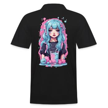 Kawaii Anime Girl Gothique Milkshake Manga Design - Polo Homme - noir - Dos - Kai (181cm)