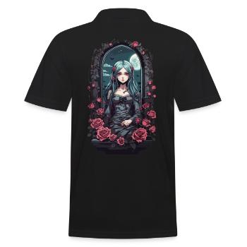 Kawaii Goth Anime E-Girl Victorian Design - Men's Polo Shirt - black - Back - Kai (181cm)