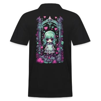 Kawaii Pastel Gothique Goth Fille Anime Design - Polo Homme - noir - Dos - Kai (181cm)