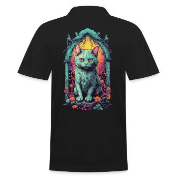 Occult Demons Cat Halloween Cats Design - Men's Polo Shirt - black - Back - Kai (181cm)
