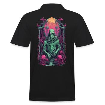 Cthulhu Gothic Vaporwave Halloween Design - Männer Poloshirt - Schwarz - Hinten - Kai (181cm)