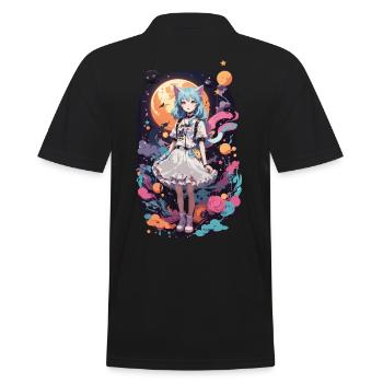 Kemonomimi Cats Girl Kawaii Anime Goth eGirl - Men's Polo Shirt - black - Back - Kai (181cm)
