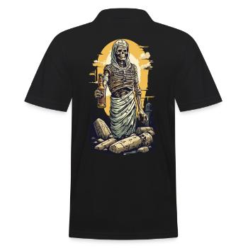 Durstige Mumie Bier Halloween Pharao Design - Männer Poloshirt - Schwarz - Hinten - Kai (181cm)